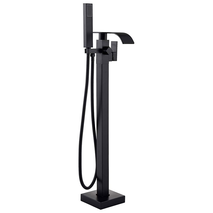 Itim na Freestanding Bathtub Tap