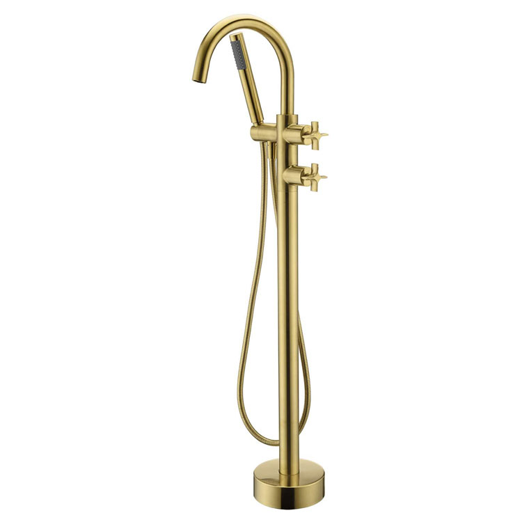 Brushed Gold Freestanding Bathtub Tap