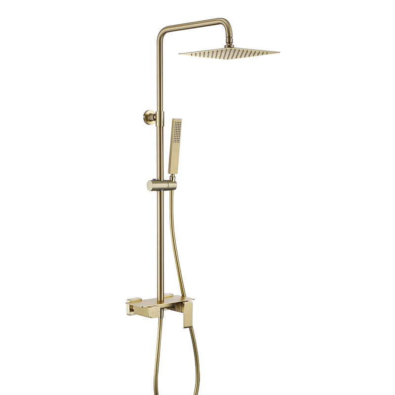 Golden Brass Big Shower System na may Square Shower