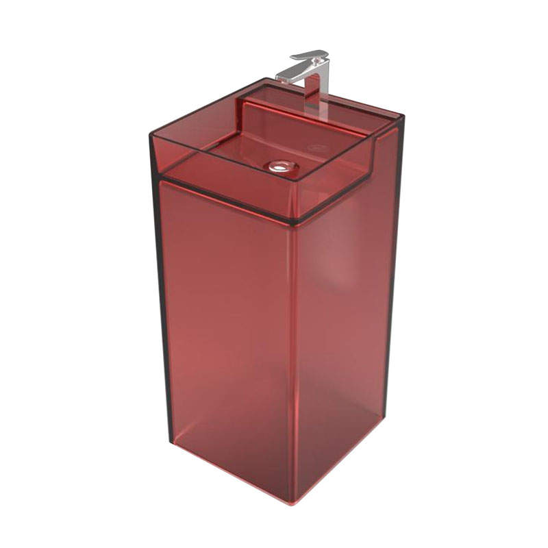 Parisukat na kulay na transparent na basin ng haligi