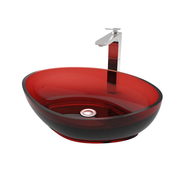 Ibabaw ang naka -mount na makukulay na transparent countertop basin